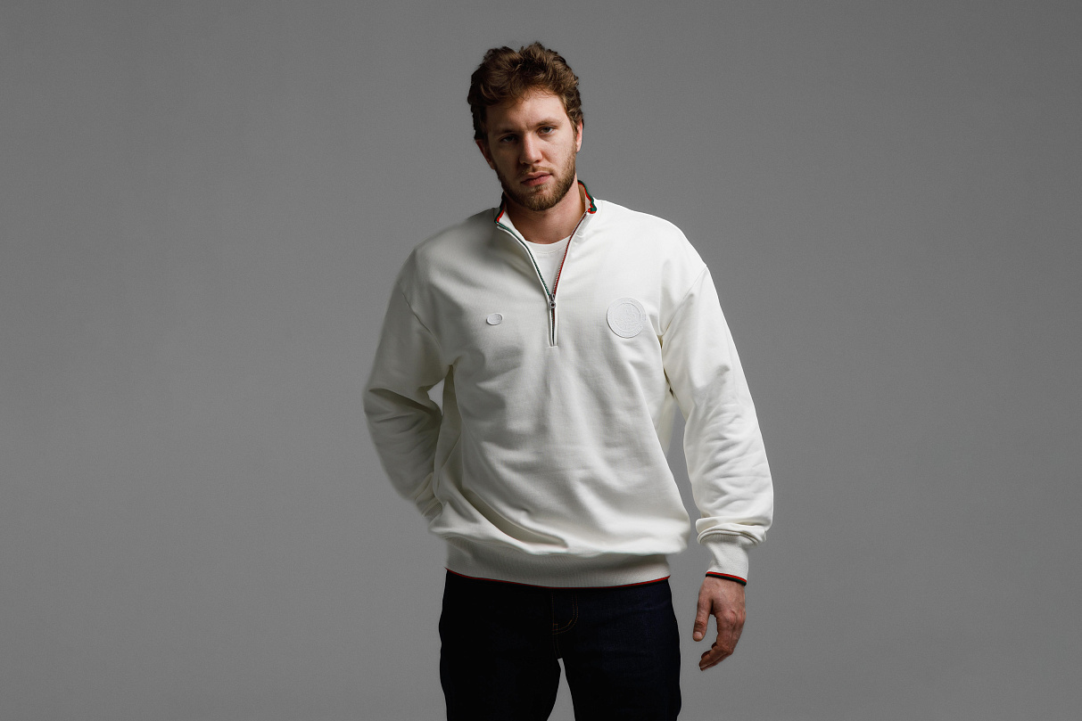 Кофта 1/4 зип (слоновая кость) ЧРКЗВ x ПЛНБ (S)