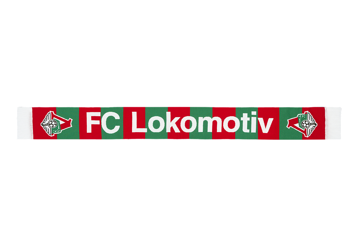 Шарф FC Lokomotv Russian Railways 2004-2024 красно-зелено-белый вертикальная полоса