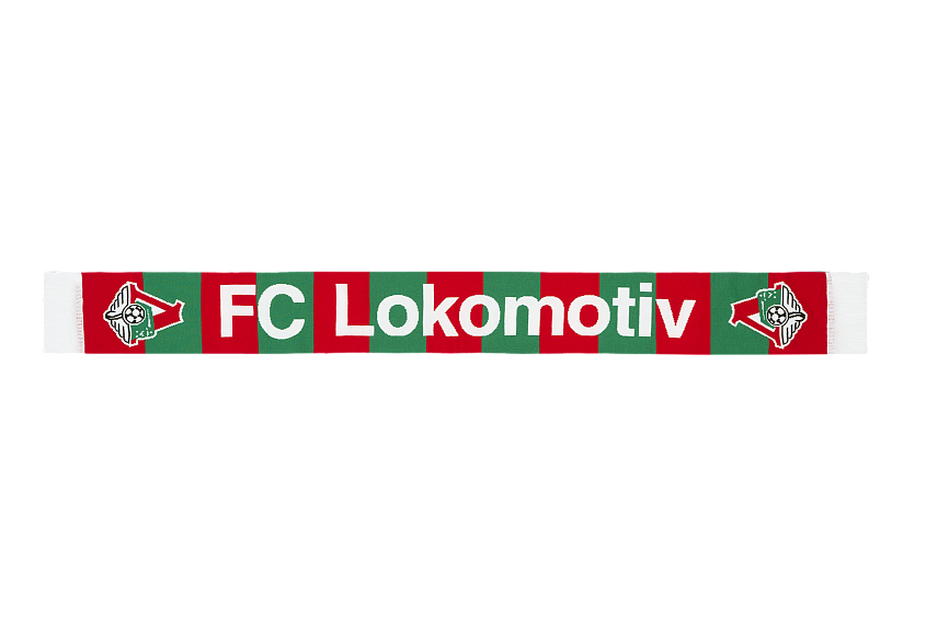 Шарф FC Lokomotv Russian Railways 2004-2024 красно-зелено-белый вертикальная полоса