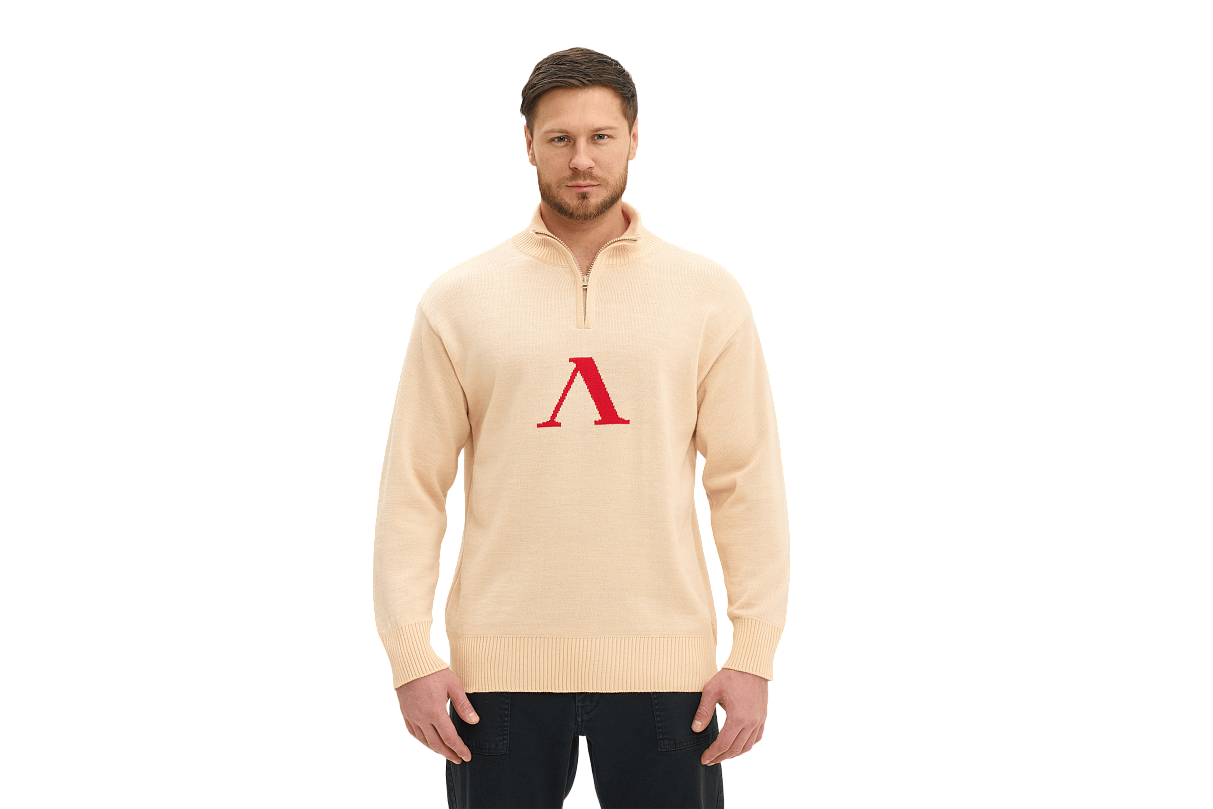 Свитер с молнией и литерой «Л» (белый) (S)