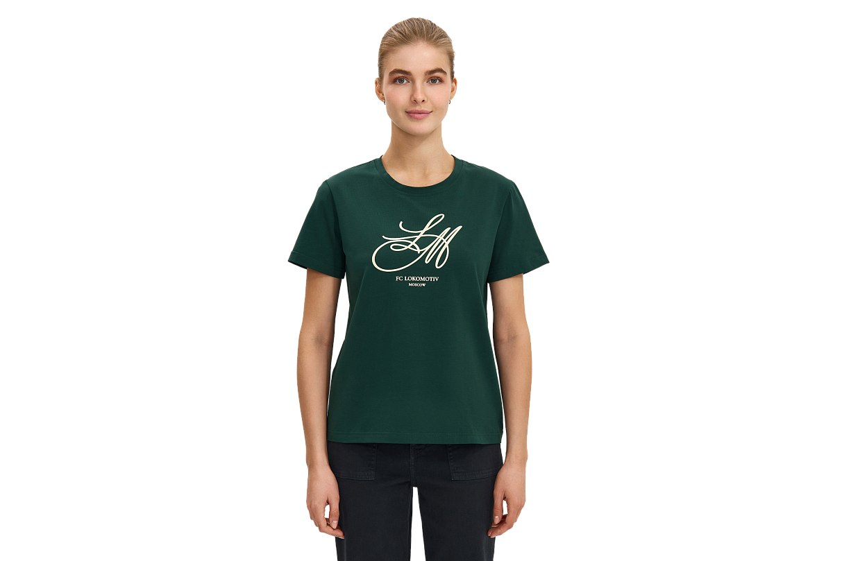 Футболка женская с аббревиатурой (изумрудная) (XS)