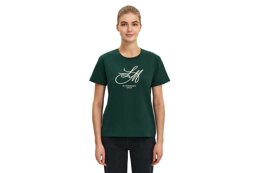 Футболка женская с аббревиатурой (изумрудная) (XS)