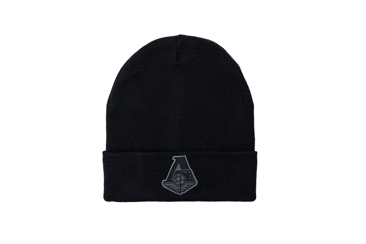 Шапка с эмблемой и подворотом (чёрная)