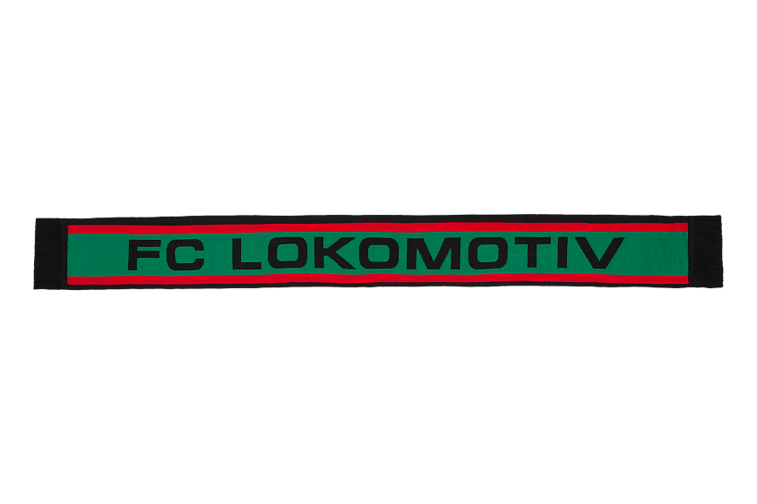 Шарф FC Lokomotiv красно-зелёно-чёрный с горизонтальными полосами