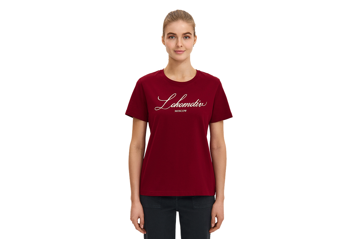 Футболка женская с каллиграфической надписью (бордовая) (XS)