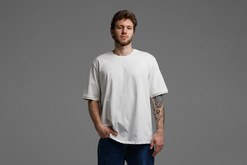 Футболка свободного кроя (белая) с эмблемой ЧРКЗВ x ПЛНБ (XS)