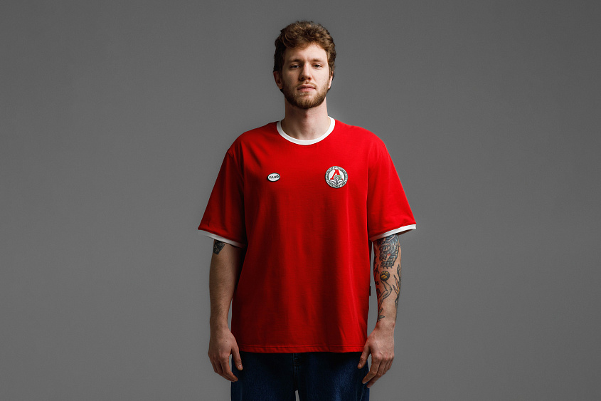 Футболка свободного кроя (красная) с эмблемой ЧРКЗВ x ПЛНБ (XS)