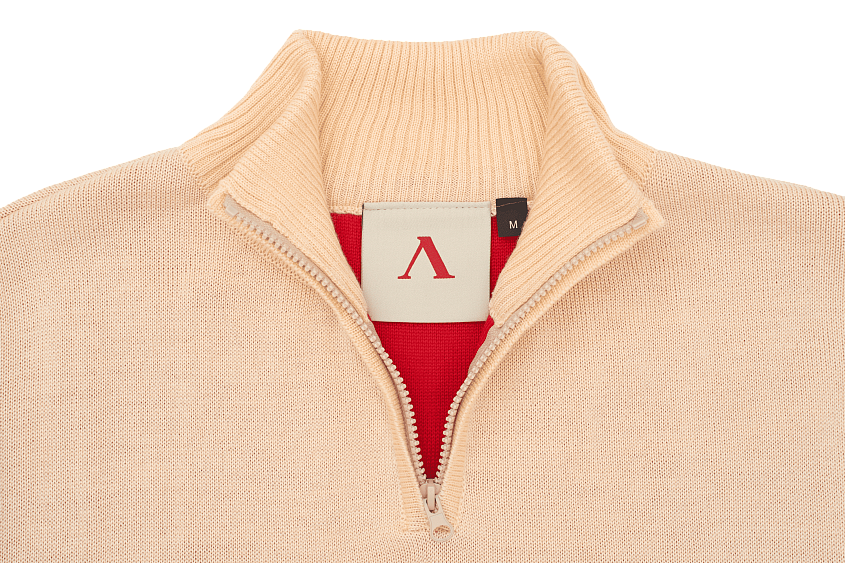 Свитер с молнией и литерой «Л» (белый) (S)