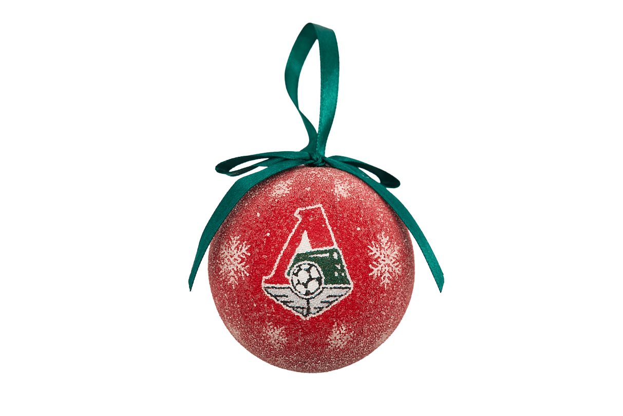 Набор из 6-и пластиковых елочных шаров Локомотив (с обсыпкой имитирующей снег)