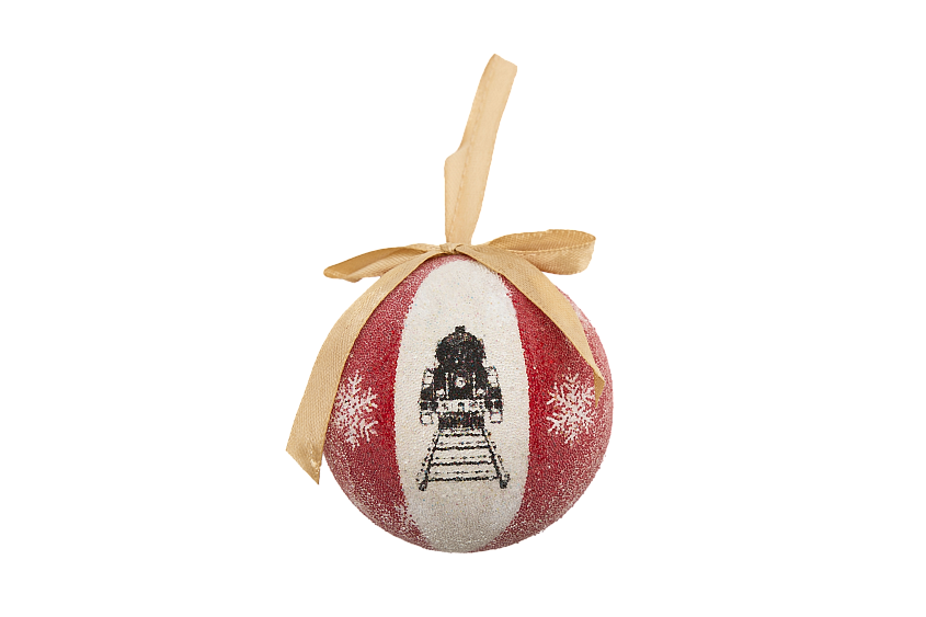 Набор из 6-и пластиковых елочных шаров Локомотив «Ретро» (с обсыпкой имитирующей снег)