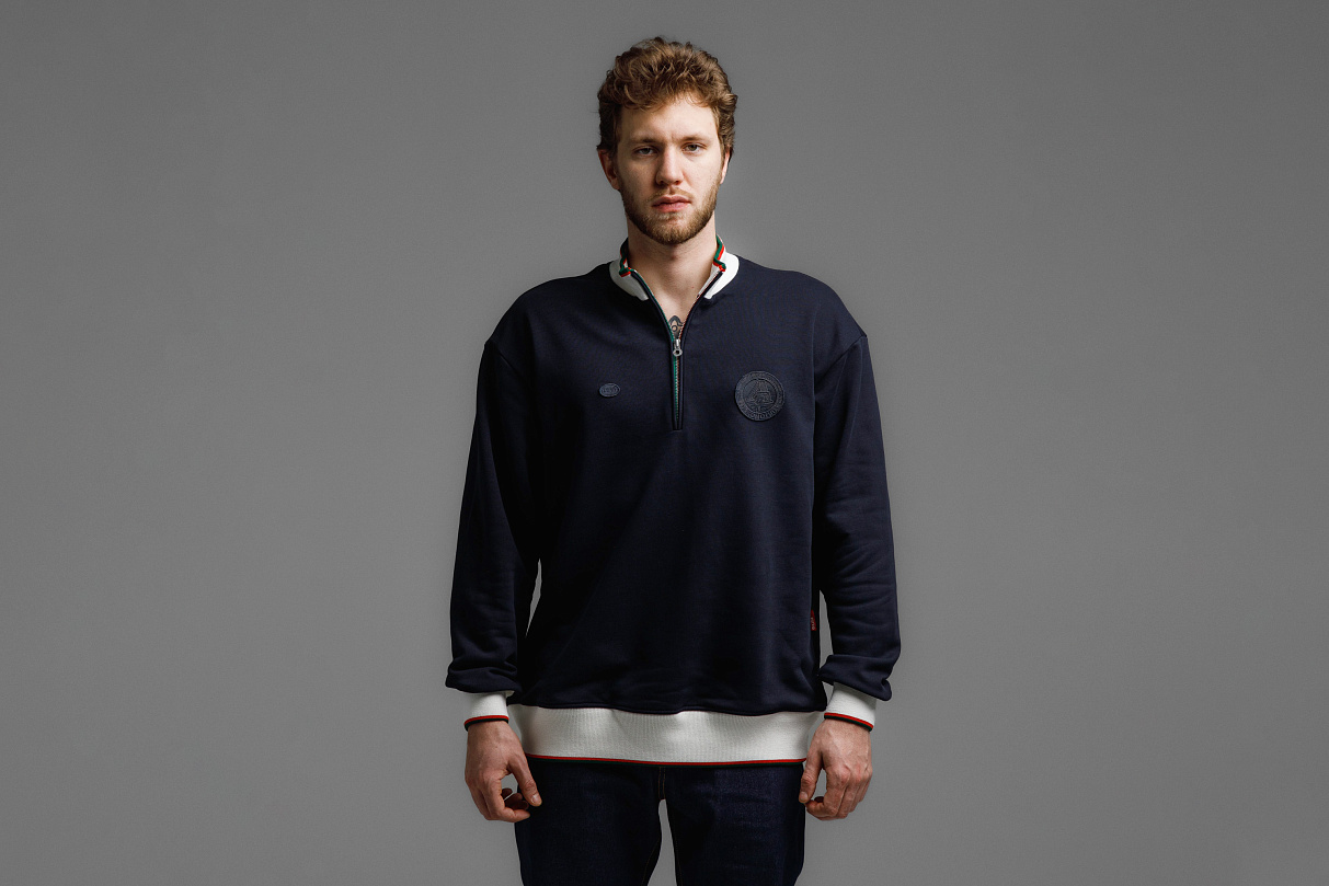 Кофта 1/4 зип (тёмно-синий) ЧРКЗВ x ПЛНБ (S)