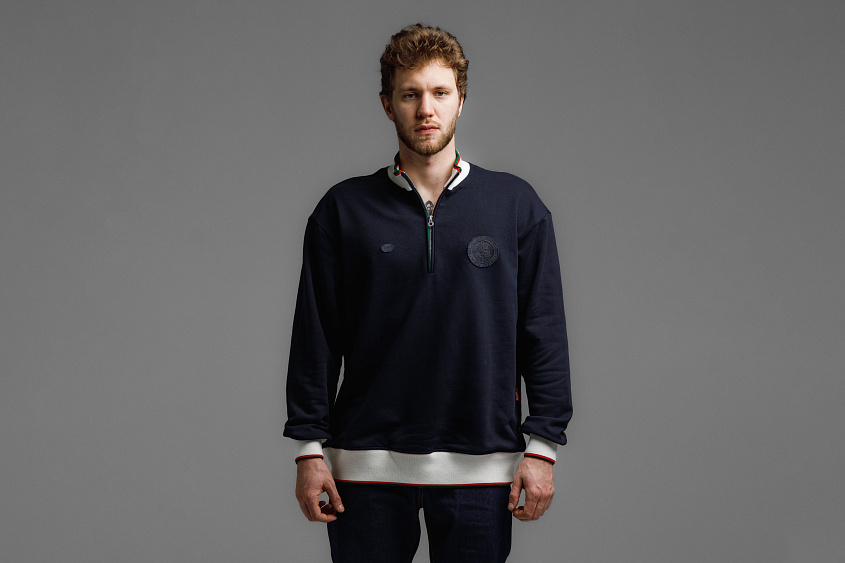 Кофта 1/4 зип (тёмно-синий) ЧРКЗВ x ПЛНБ (S)