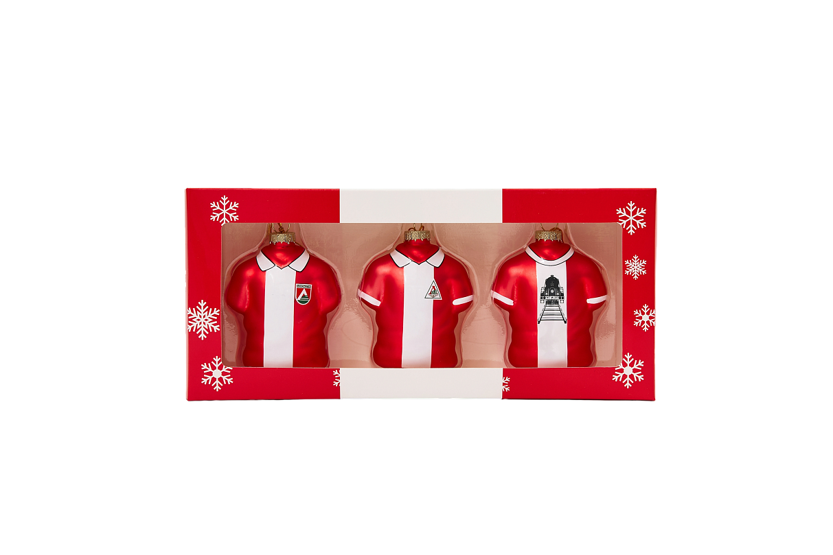 Набор стеклянных елочных украшений из 3-х маек Локомотив «Ретро»