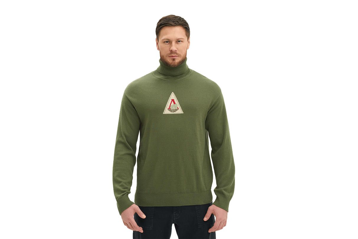 Свитер с высоким горлом и эмблемой 1971 года (зеленый) (S)