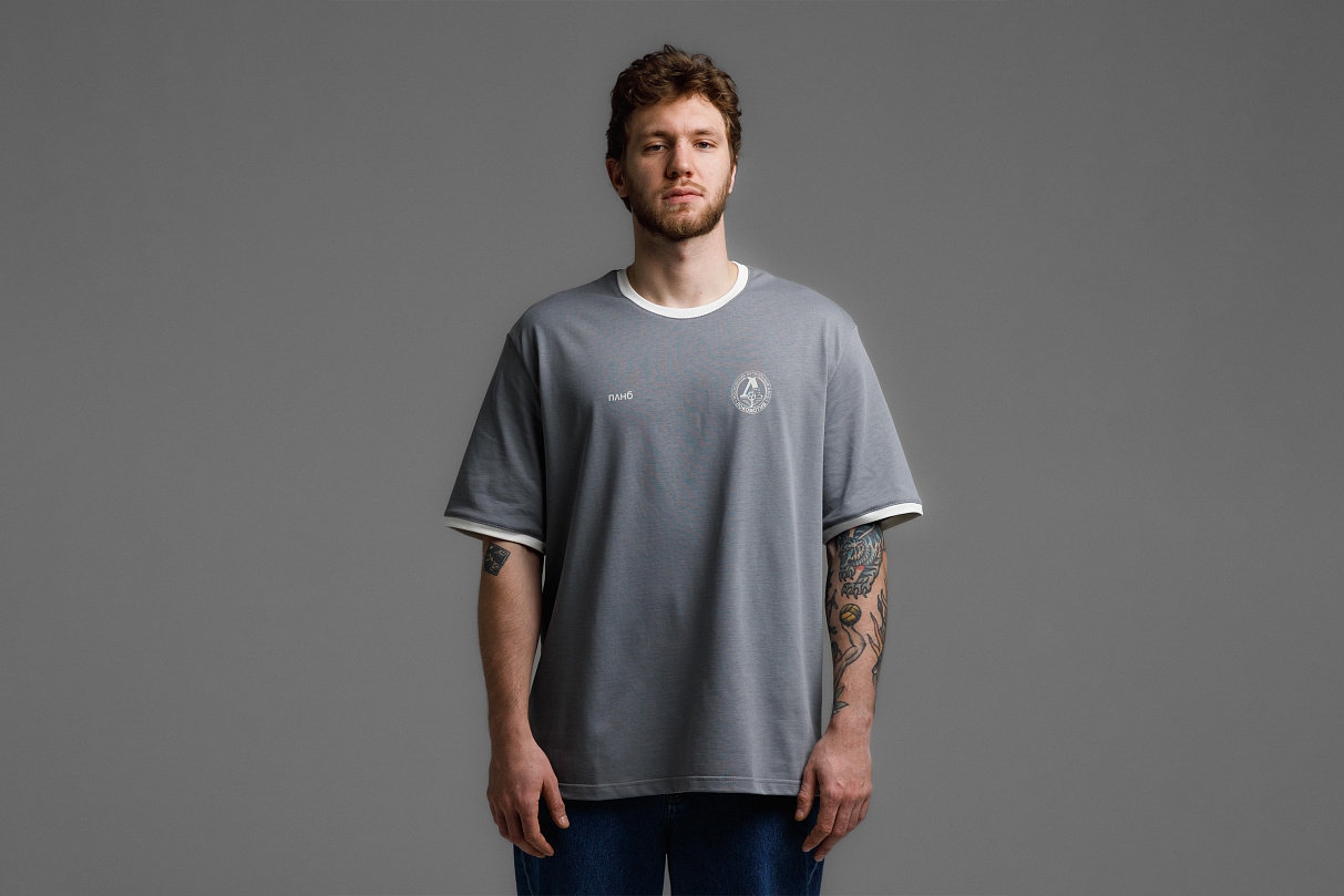 Футболка свободного кроя (серая) с эмблемой ЧРКЗВ x ПЛНБ (XS)