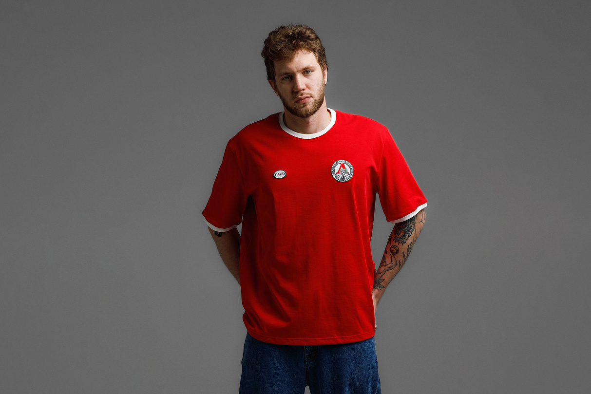 Футболка свободного кроя (красная) с эмблемой ЧРКЗВ x ПЛНБ (XS)