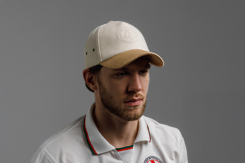 Кепка пятиклинка (слоновая кость с коричневым козырьком) ЧРКЗВ х ПЛНБ