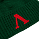 Шапка с литерой «Л» с подворотом и помпоном (зелёная)