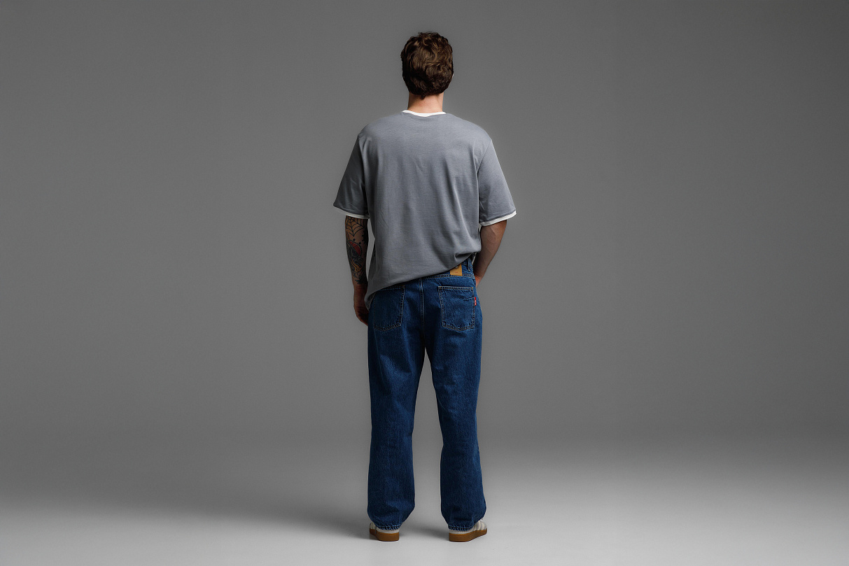 Джинсы голубые свободного кроя ЧРКЗВ x ПЛНБ (S)