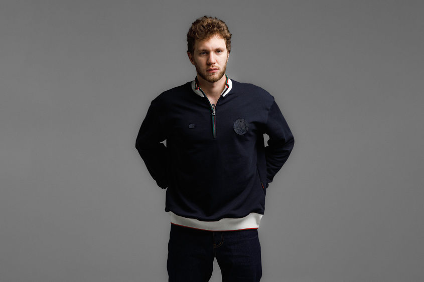 Кофта 1/4 зип (тёмно-синий) ЧРКЗВ x ПЛНБ (S)