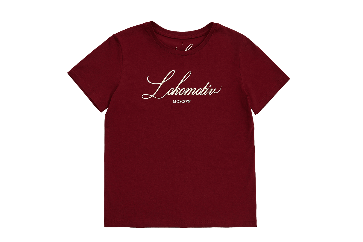 Футболка женская с каллиграфической надписью (бордовая) (XS)