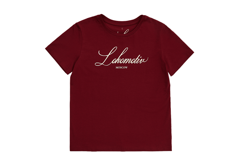 Футболка женская с каллиграфической надписью (бордовая) (XS)
