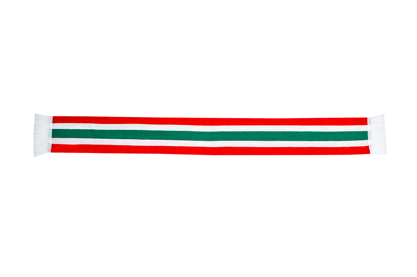 Шарф красно-зелено-белый в полоску горизонтальную