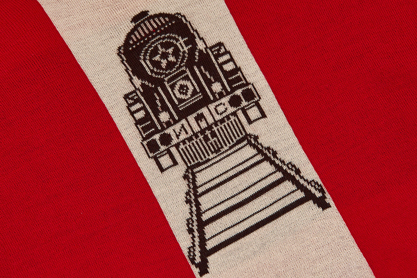 Свитер с эмблемой 1936 года и фирменной полосой (красно-белый) (S)