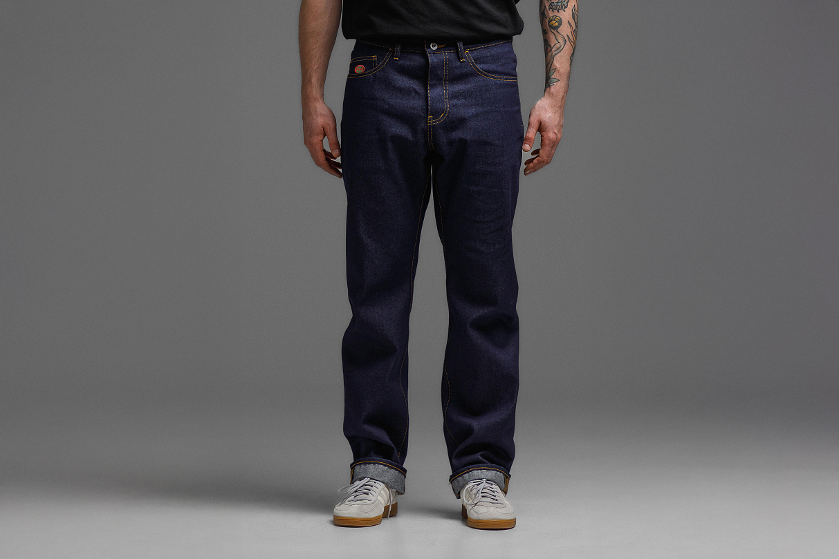 Джинсы тёмно - синие свободного кроя ЧРКЗВ x ПЛНБ (S)