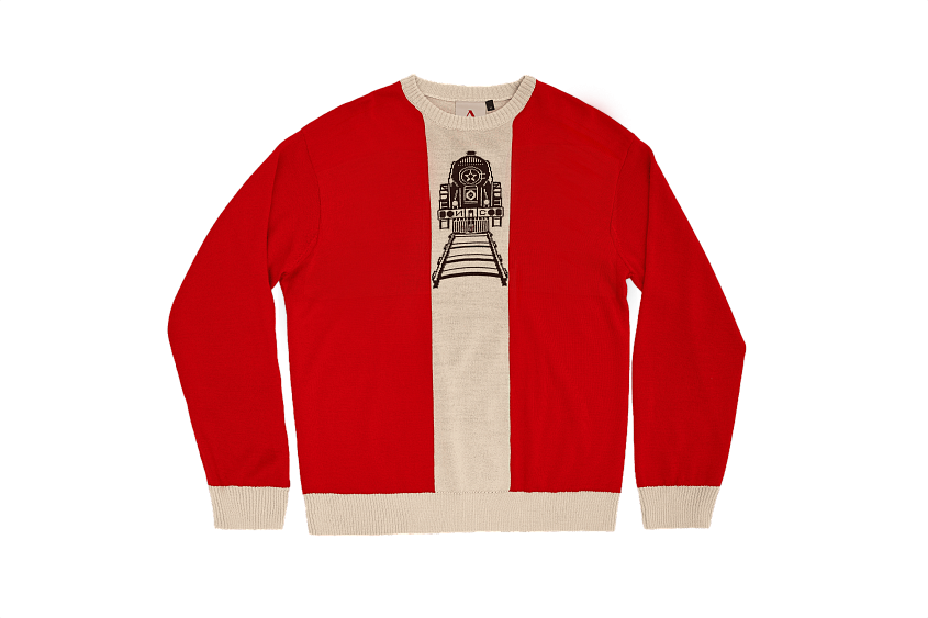 Свитер с эмблемой 1936 года и фирменной полосой (красно-белый) (S)