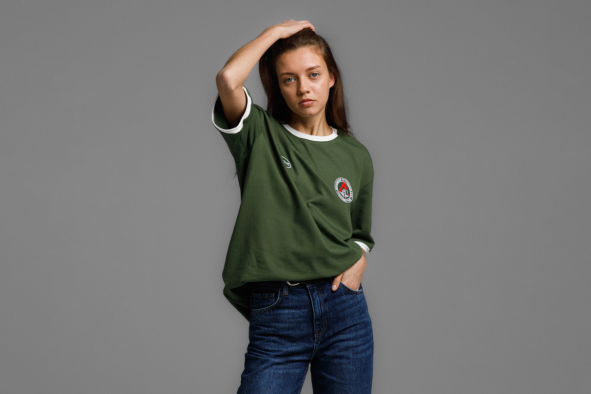 Футболка свободного кроя (зелёная) с эмблемой ЧРКЗВ x ПЛНБ (XS)