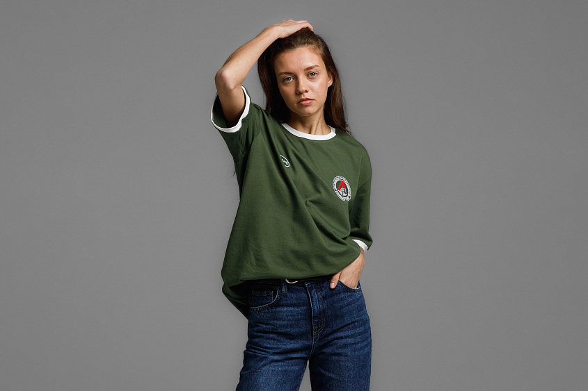 Футболка свободного кроя (зелёная) с эмблемой ЧРКЗВ x ПЛНБ (XS)