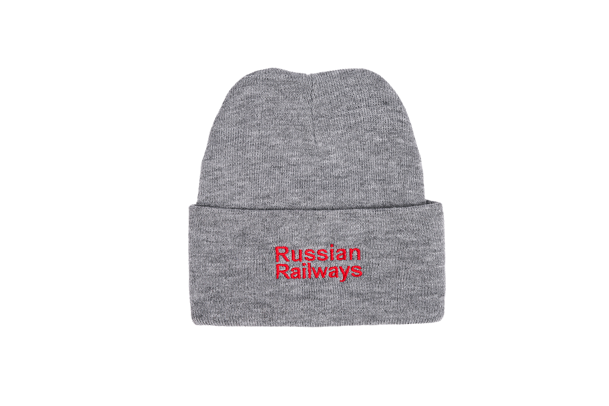 Шапка светло-серая. Вышивка цветная. Lokomotiv, RR.