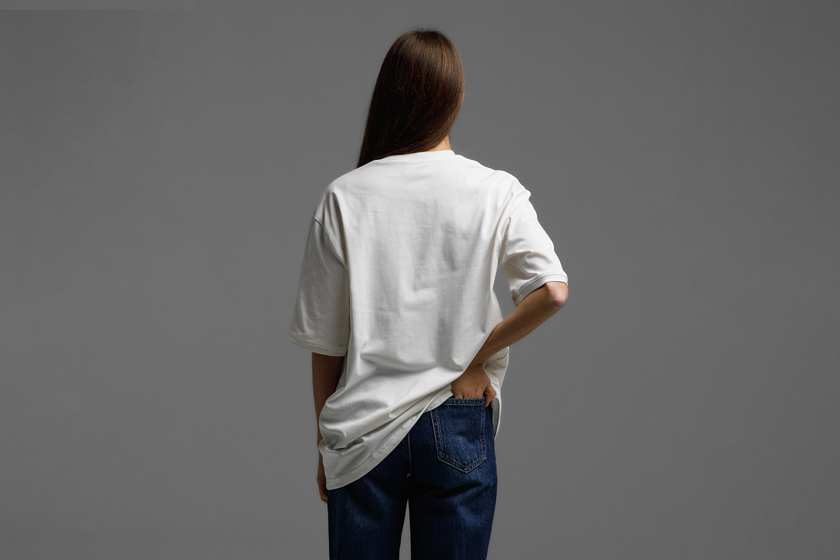 Футболка свободного кроя (белая) с эмблемой ЧРКЗВ x ПЛНБ (XS)