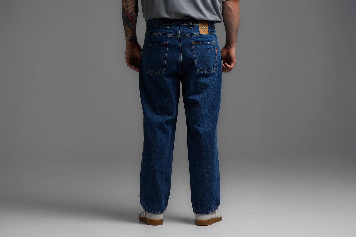 Джинсы голубые свободного кроя ЧРКЗВ x ПЛНБ (S)