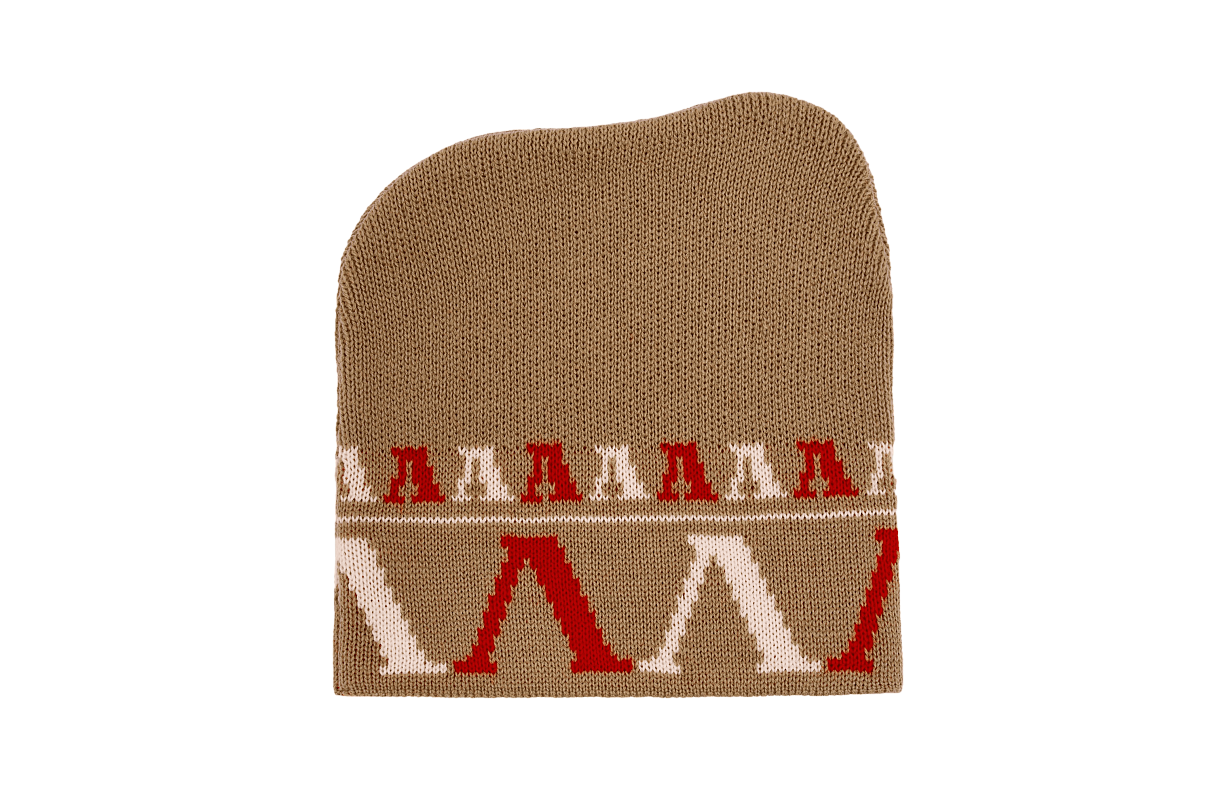 Шапка петушок с фирменным узором (серая)