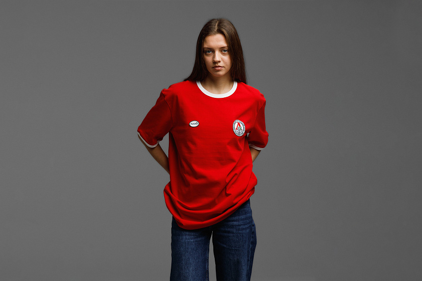 Футболка свободного кроя (красная) с эмблемой ЧРКЗВ x ПЛНБ (XS)