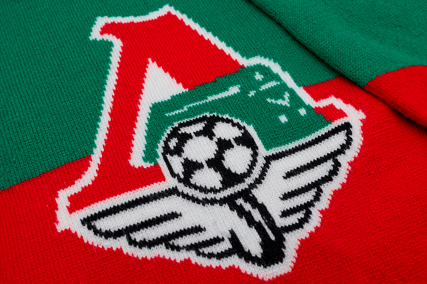 Шарф FC Lokomotv Russian Railways 2004-2024 красно-зелено-белый вертикальная полоса