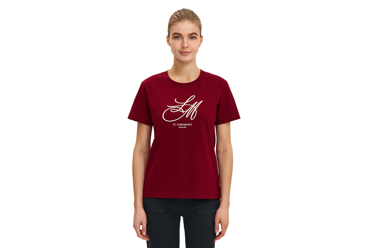 Футболка женская с аббревиатурой (бордовая) (XS)