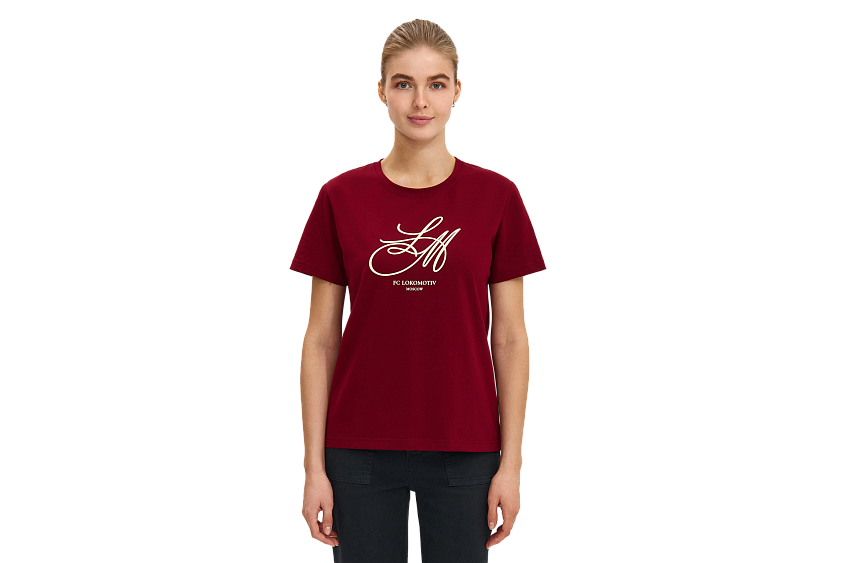 Футболка женская с аббревиатурой (бордовая) (XS)
