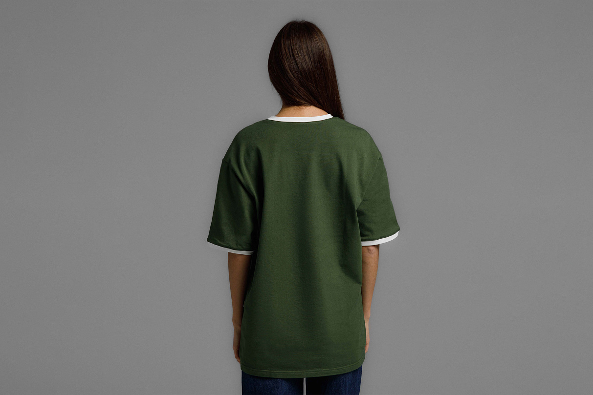 Футболка свободного кроя (зелёная) с эмблемой ЧРКЗВ x ПЛНБ (XS)