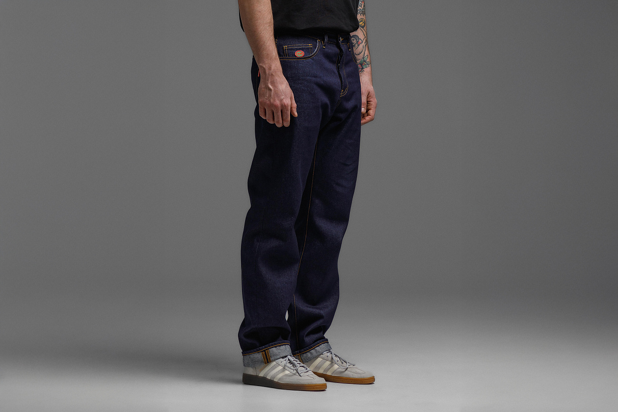 Джинсы тёмно - синие свободного кроя ЧРКЗВ x ПЛНБ (S)