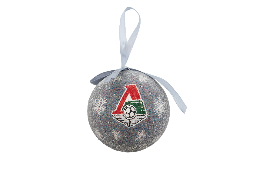 Набор из 6-и пластиковых елочных шаров Локомотив (с обсыпкой имитирующей снег)