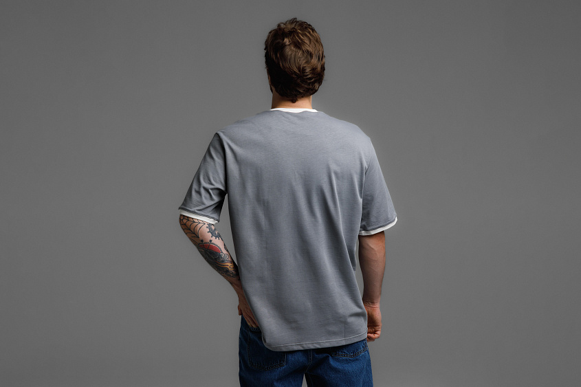 Футболка свободного кроя (серая) с эмблемой ЧРКЗВ x ПЛНБ (XS)