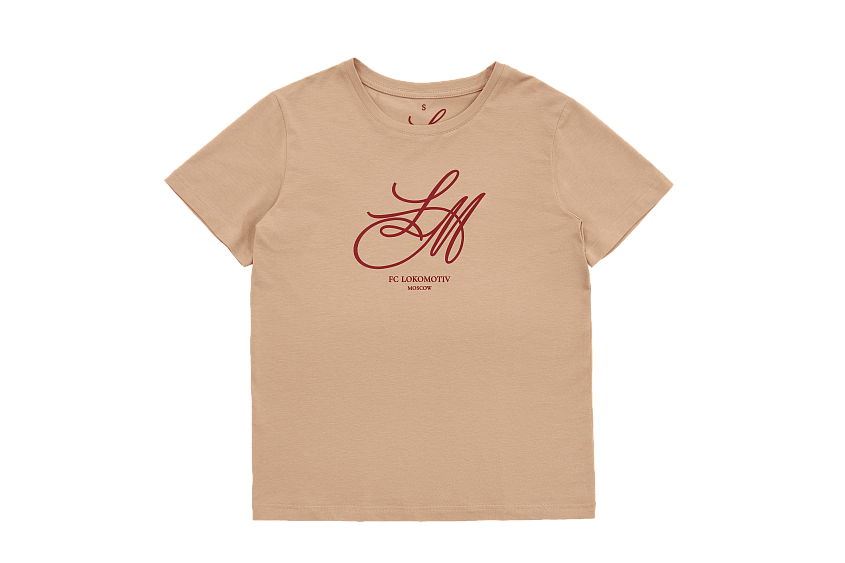 Футболка женская с аббревиатурой (бежевая) (XS)