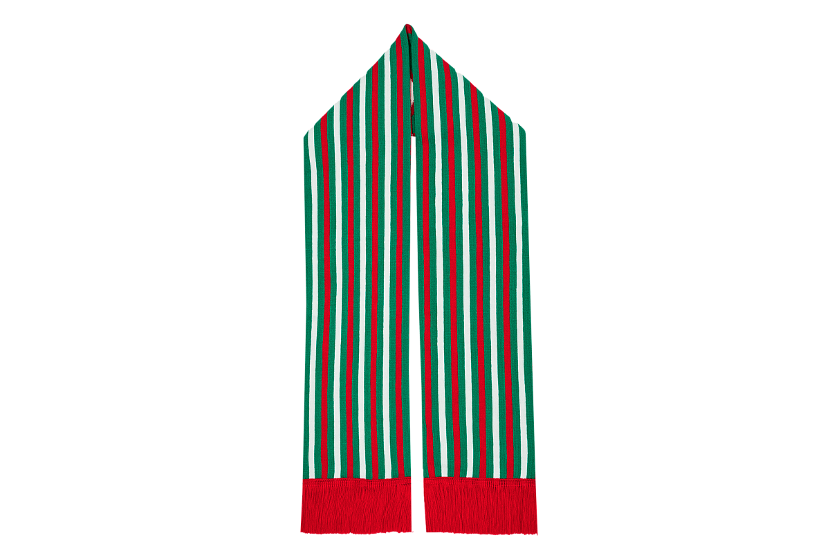 Шарф «Локомотив» красно-зелёно-белый в полоску