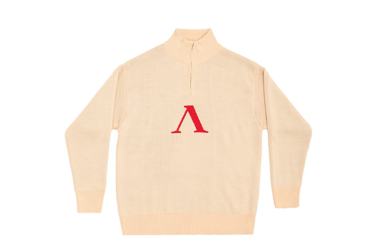 Свитер с молнией и литерой «Л» (белый) (S)