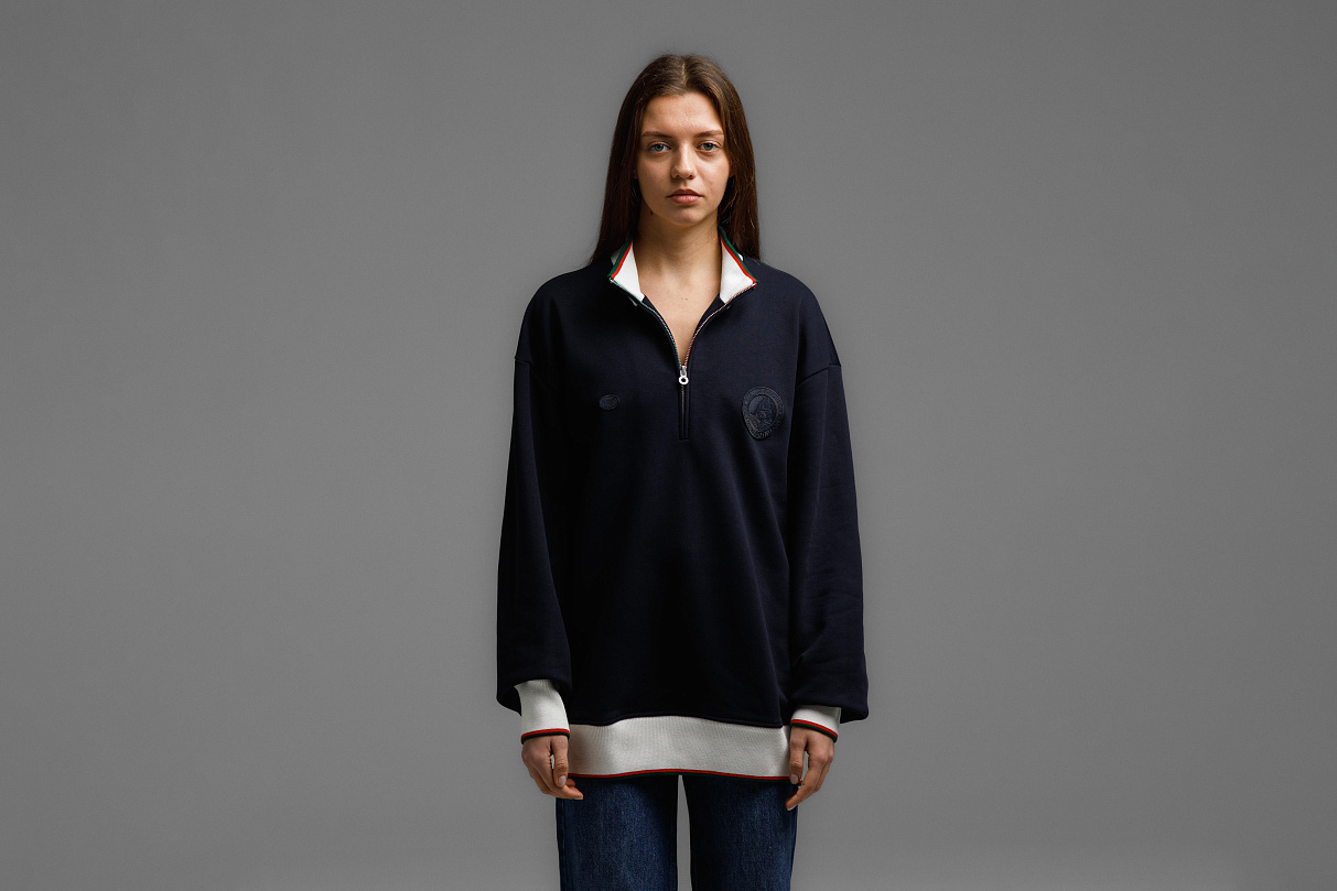 Кофта 1/4 зип (тёмно-синий) ЧРКЗВ x ПЛНБ (S)