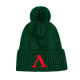 Шапка с литерой «Л» с подворотом и помпоном (зелёная)
