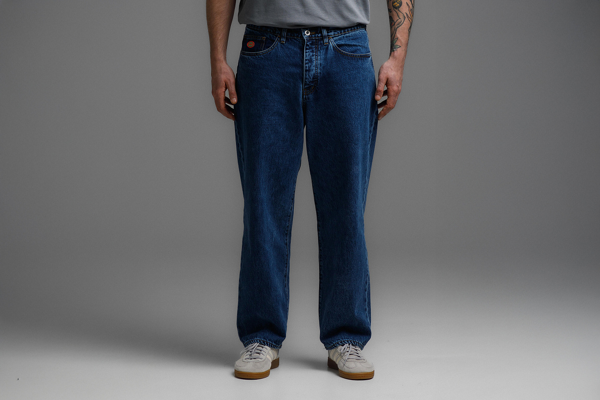 Джинсы голубые свободного кроя ЧРКЗВ x ПЛНБ (S)